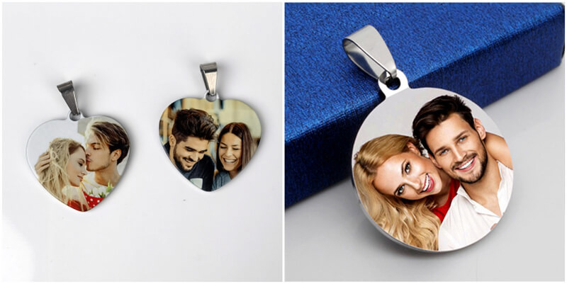 custom stainless steel photo engraved dog tag necklace wholesale personalised heart photo necklaces